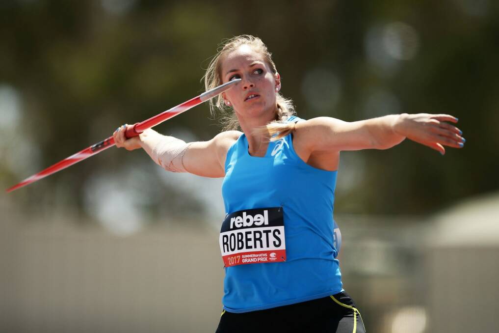 Kelsey-Lee Roberts of ACT competes in the Women's Javelin Throw. Photo: Matt King
