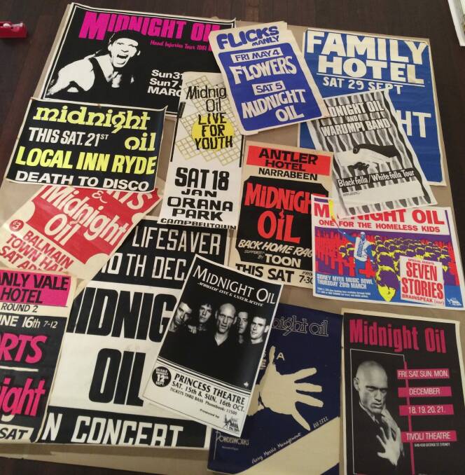 Posters emphasise that Midnight Oil was first and foremost a live band. Photo: Supplied