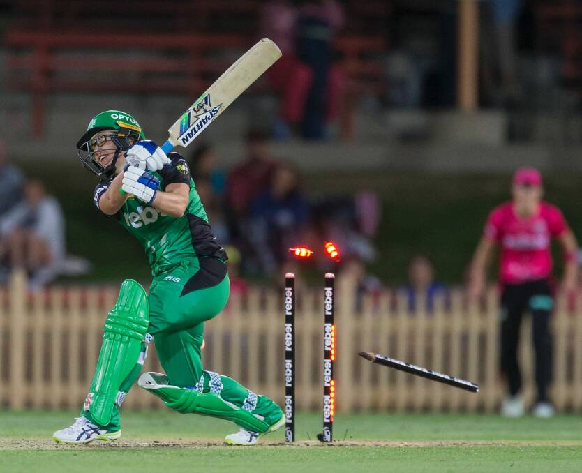 Razzle dazzle: Another Melbourne Stars wicket falls under lights on Saturday at North Sydney Oval. Photo: Craig Golding
