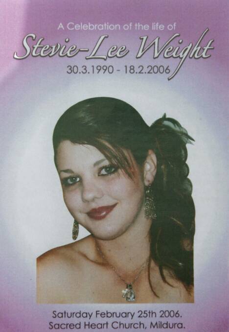 Stevie-Lee Weight, 15, was one of six teenagers killed when Thomas Towle crashed his car into a group gathered by a road in Mildura in 2006. Photo: Eddie Jim 