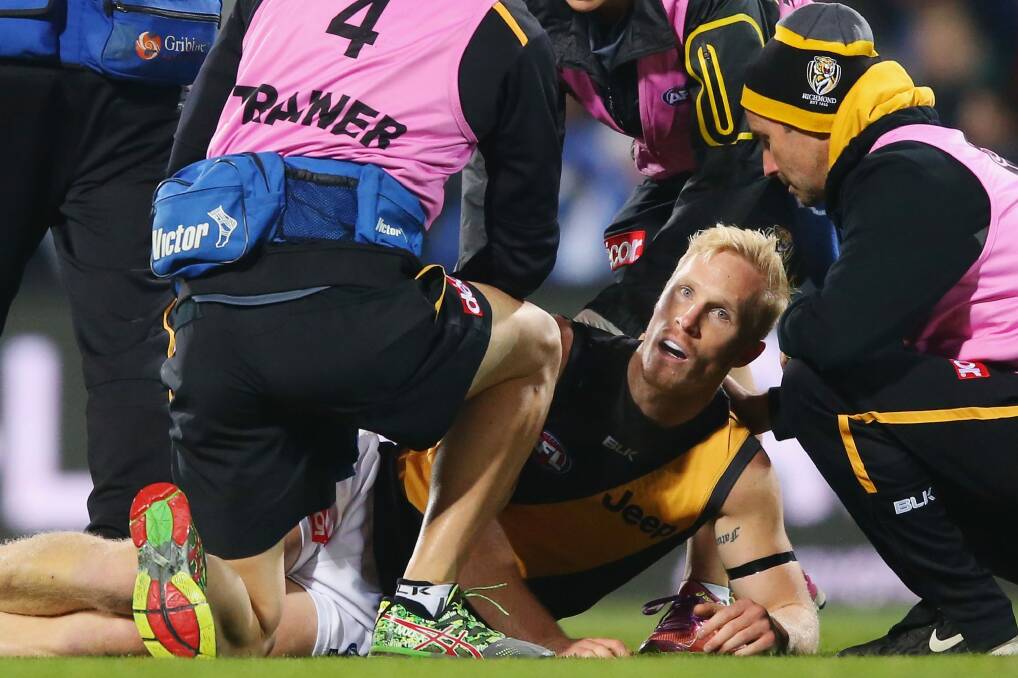 The Tigers lost Steve Morris to a leg injury in the first term. Photo: Getty Images