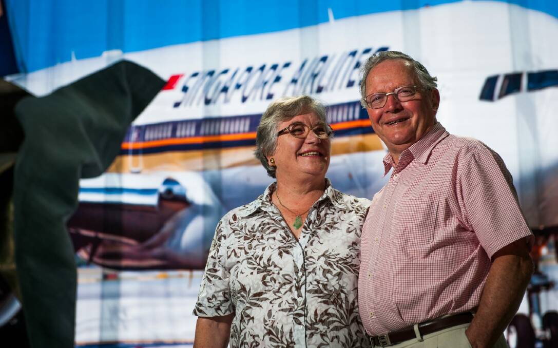 Charlotte and Simon Hearder of Greenway will be among the first passengers to fly from Canberra to Singapore. Photo: Elesa Kurtz