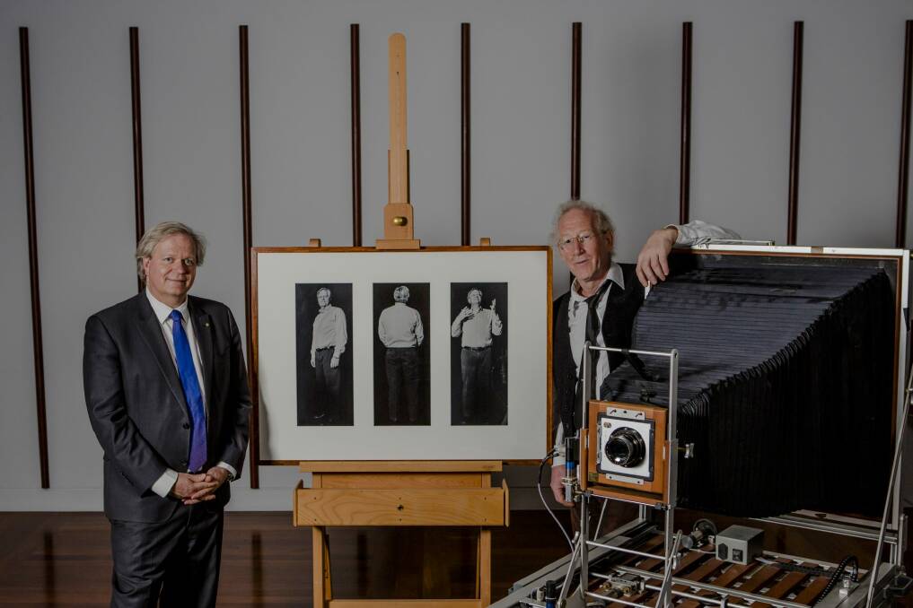 News. 15th October 2015. Professor Brian Schmidt, and photographer David Roberts, with the newly commissioned photographic portrait of Brian Schmidt.

(EMBARGOED UNTIL 6:30pm 15th oct)

The Canberra Times

Photo Jamila Toderas Photo: Jamila Toderas