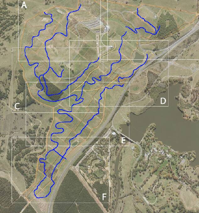 The proposed new trail map for the National Arboretum. The blue line indicates the planned 12km recreational trail.  Photo: ACT Government