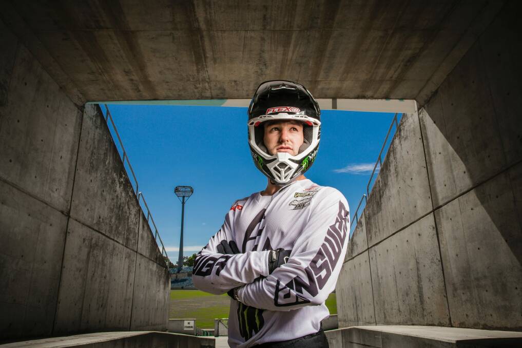 Motorcross freestyle rider Harry Bink will be the opening act of Nitro Circus at Canberra Stadium in March. Photo: Sitthixay Ditthavong