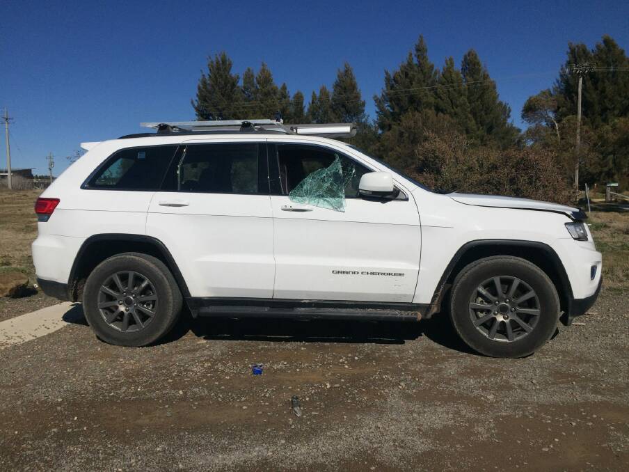 One of the broken into cars at the Jerrabomberra Wetlands. Photo: Supplied