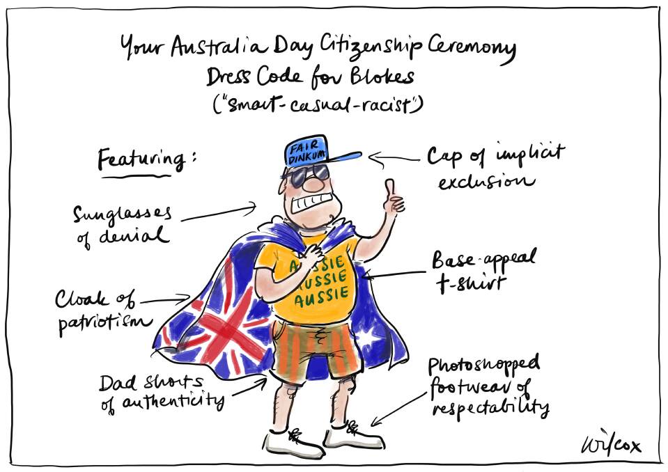 "Your Australia Day Citizenship Ceremony Dress Code For Blokes", January 15, 2019. Photo: Cathy Wilcox