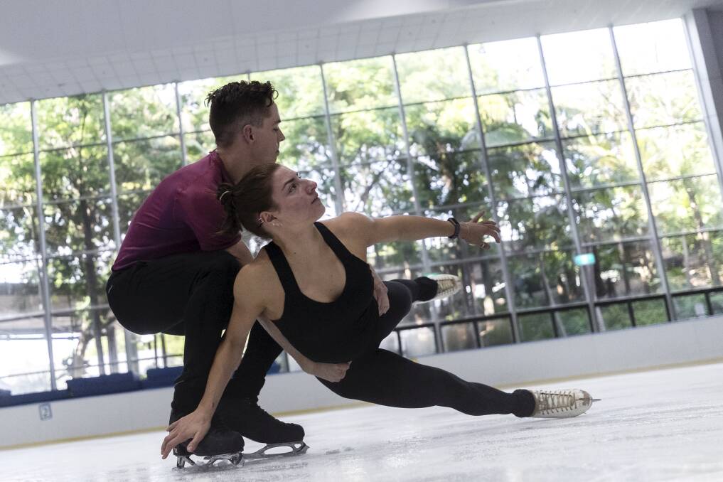 Chantelle Kerry and Andrew Dodds at Macquarie Ice Rink. Photo: Brook Mitchell
