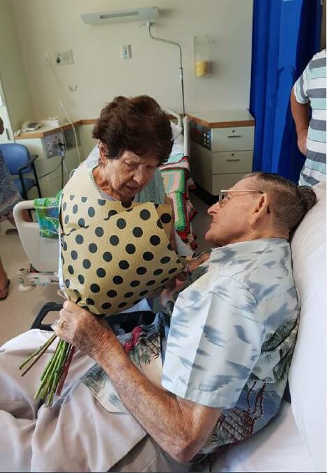 100-year-old David made a surprise visit to his wife's ward for Valentine's Day.  Photo: Queensland Ambulance Service