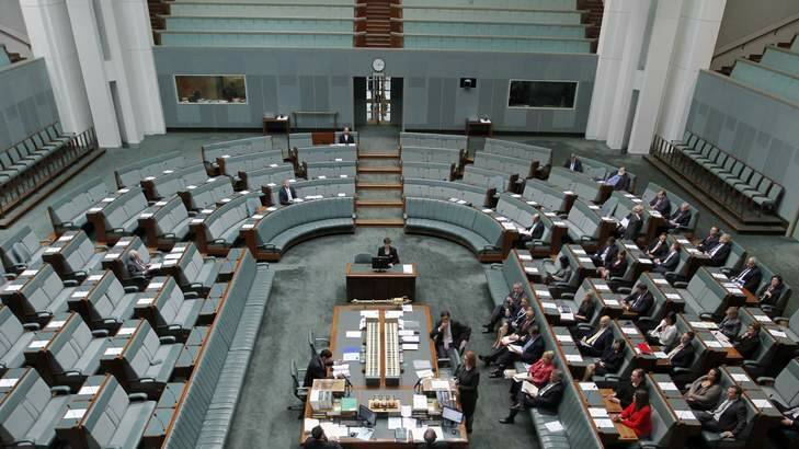 A bird's eye view of Parliament as the PM speaks about DisabilityCare on Wednesday. Photo: Andrew Meares
