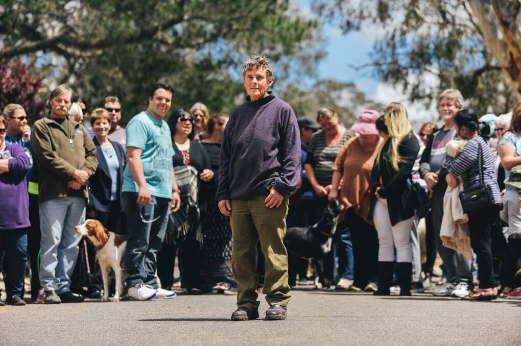 A demonstration of support in 2016 for Hall-based veterinarian Jan Spate after she agreed to not renew her vet licence. Photo: Rohan Thomson