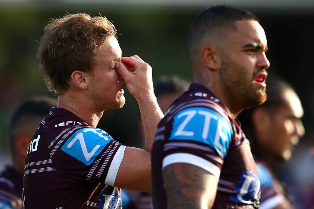 The day that started the recovery: Daly Cherry-Evans shows his disappointment as the Dragons overwhelm the Sea Eagles at Lottoland in April. Photo: Getty Images