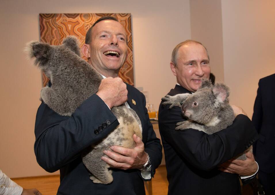 Tony Abbott and Russian President Vladimir Putin at the G20 summit in Brisbane. Photo: Getty