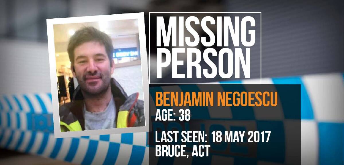 38-year-old Benjamin Negoescu has been missing for more than three weeks. Photo: ACT Police