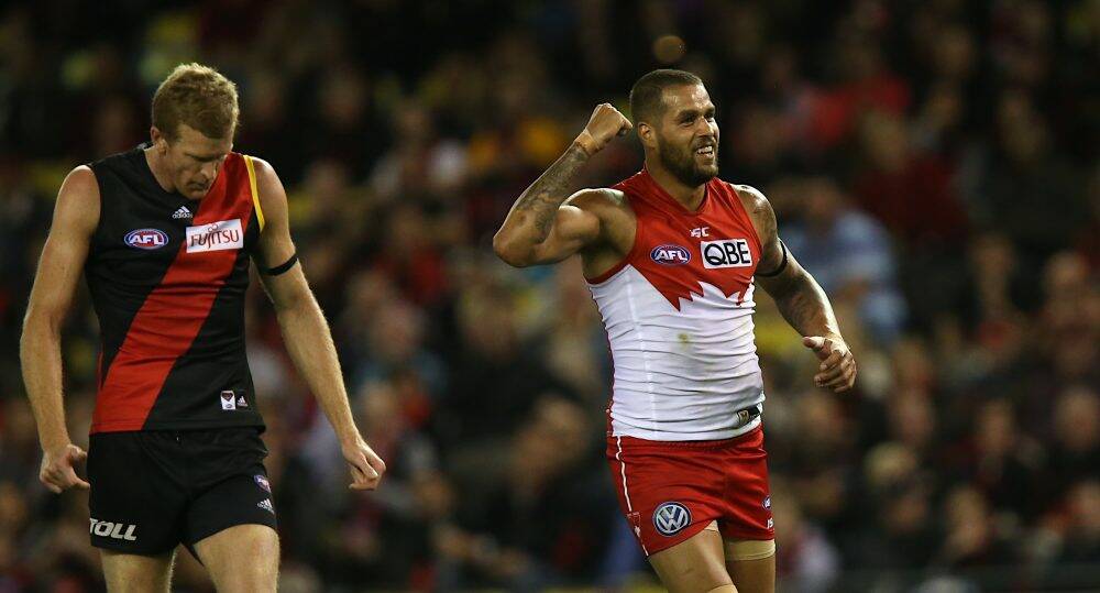 Favourite opponent: Lance Franklin has kicked bags of goals against the Bombers. Photo: Pat Scala