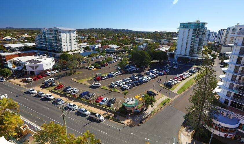 Where the new hotel, car park, aged care and residential develolpment will be built at Mooloolaba. Photo: Supplied