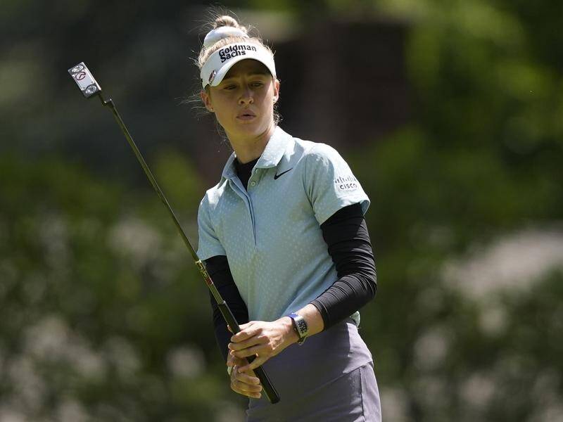 Nelly Korda is recovering from a dog bite and will be unable to defend her Aramco title in England. (AP PHOTO)