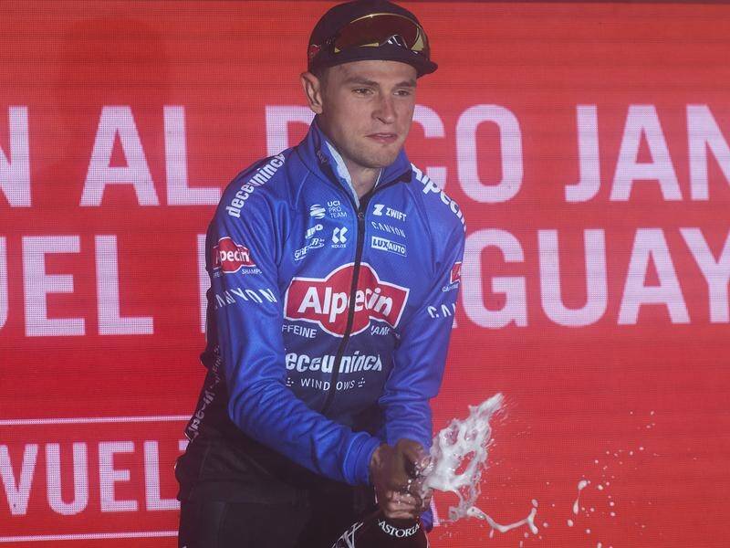 Australian sensation Jay Vine has won his second stage of the Vuelta a Espana in just three days. (AP PHOTO)