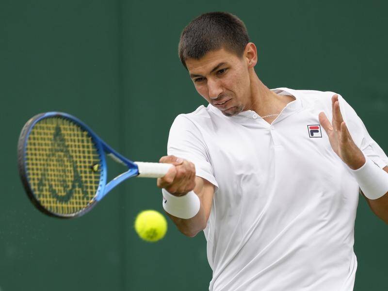 Big-serving Australian Alexei Popyrin is proving to be quite a handful on grass at Wimbledon. (AP PHOTO)