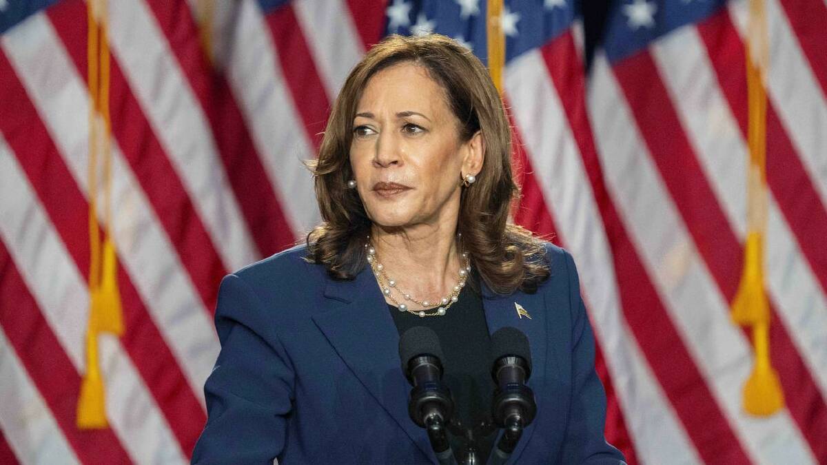 Kamala Harris assailed Donald Trump during her first campaign rally in Wisconsin. (AP PHOTO)