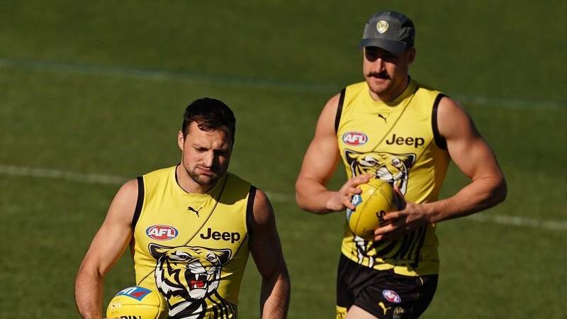 Toby Nankervis (l) and Ivan Soldo are confident of delivering a good ruck combination for Richmond.