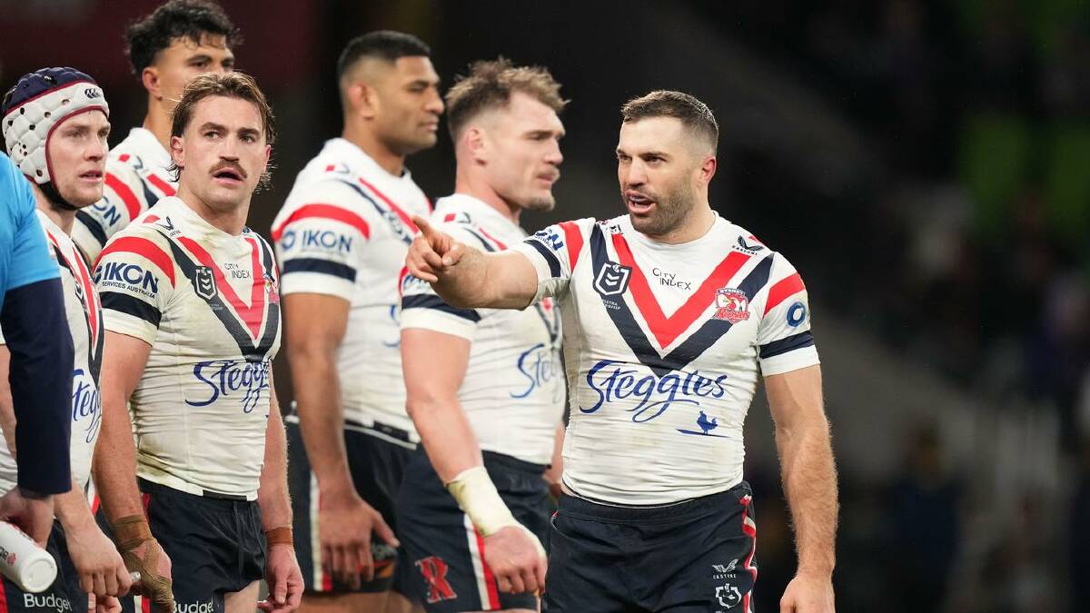 James Tedesco makes a point behind the goal line during the Roosters' loss to Melbourne on Saturday. (Scott Barbour/AAP PHOTOS)