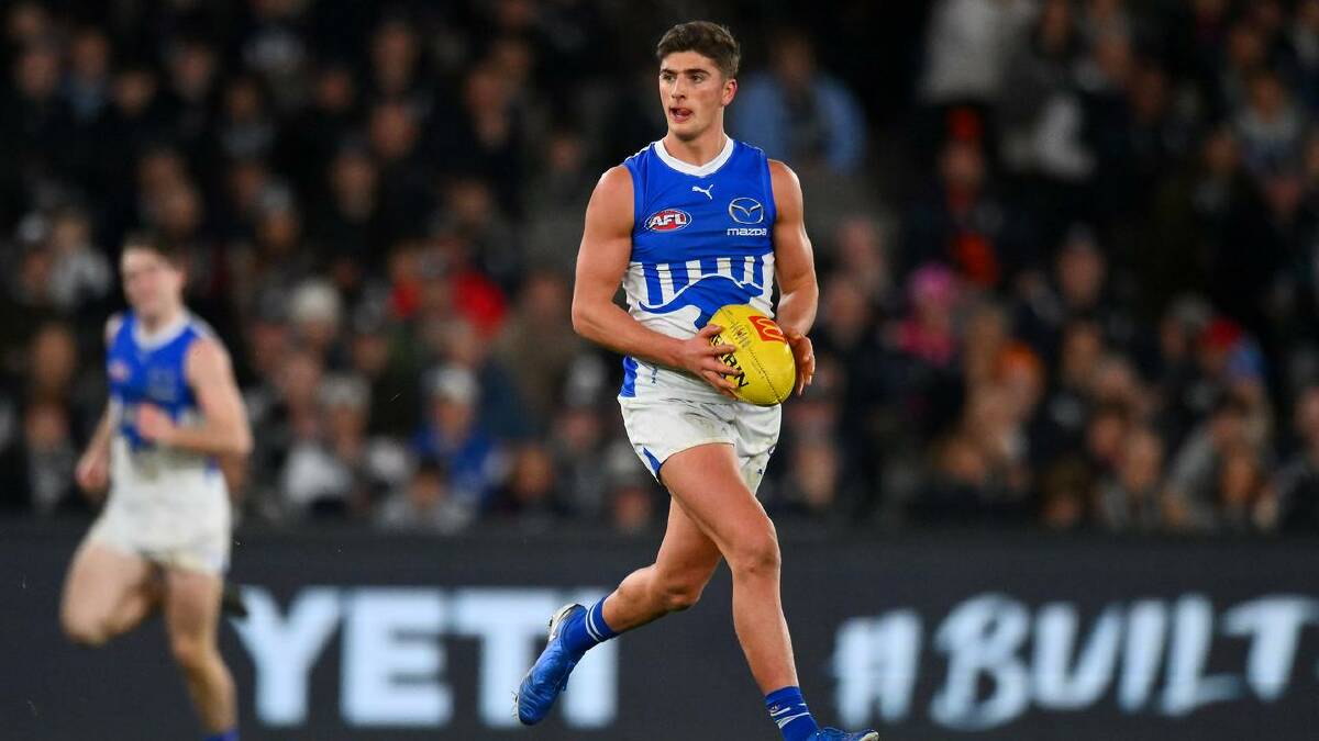 Young gun Harry Sheezel starred for North with a game-high 34 possessions and two goals. (Morgan Hancock/AAP PHOTOS)