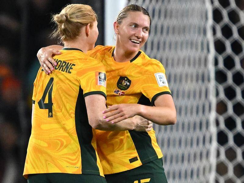 The Matildas believe they can go all the way in the Women's World Cup, Clare Hunt (right) says. (Dean Lewins/AAP PHOTOS)