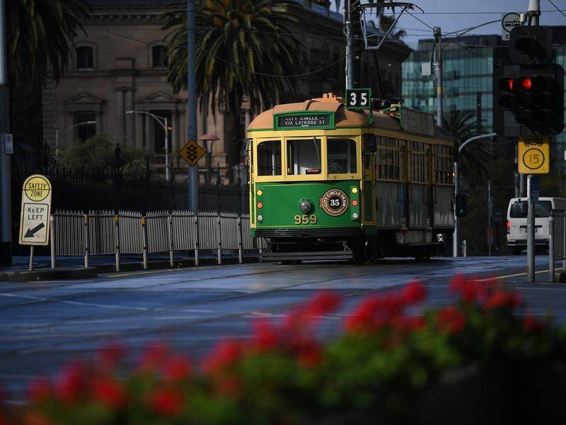 A pedestrian has died after being struck by a tram in South Melbourne, with police investigating. (James Ross/AAP PHOTOS)
