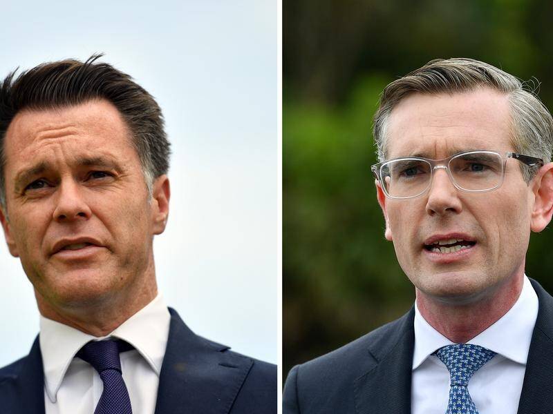Liberal Dominic Perrottet, right, leads Labor's Chris Minns as preferred premier in a new poll. (Mick Tsikas/Bianca De Marchi/AAP PHOTOS)
