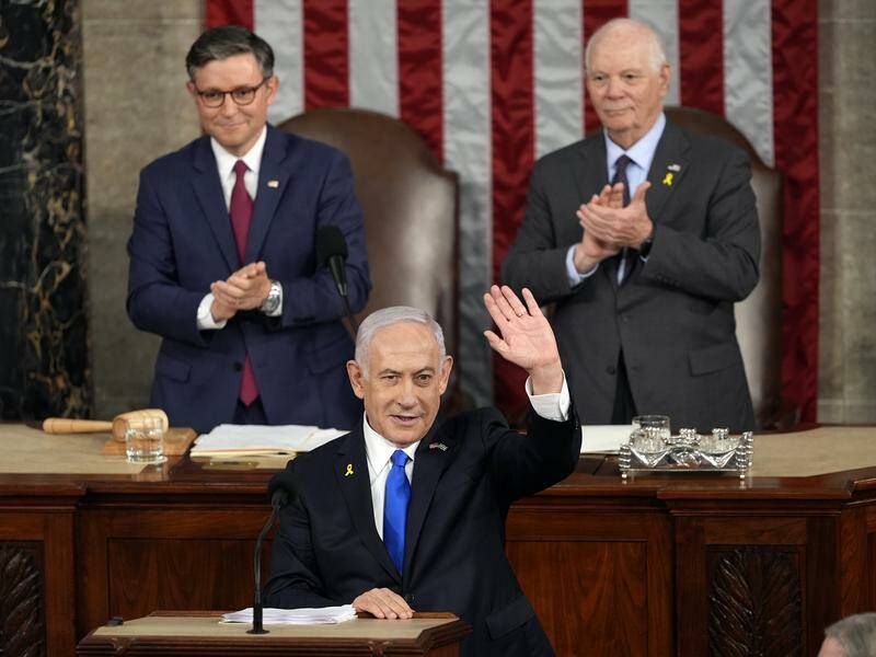 "Remember this: our enemies are your enemies," Prime Minister Benjamin Netanyahu told US lawmakers. Photo: AP PHOTO