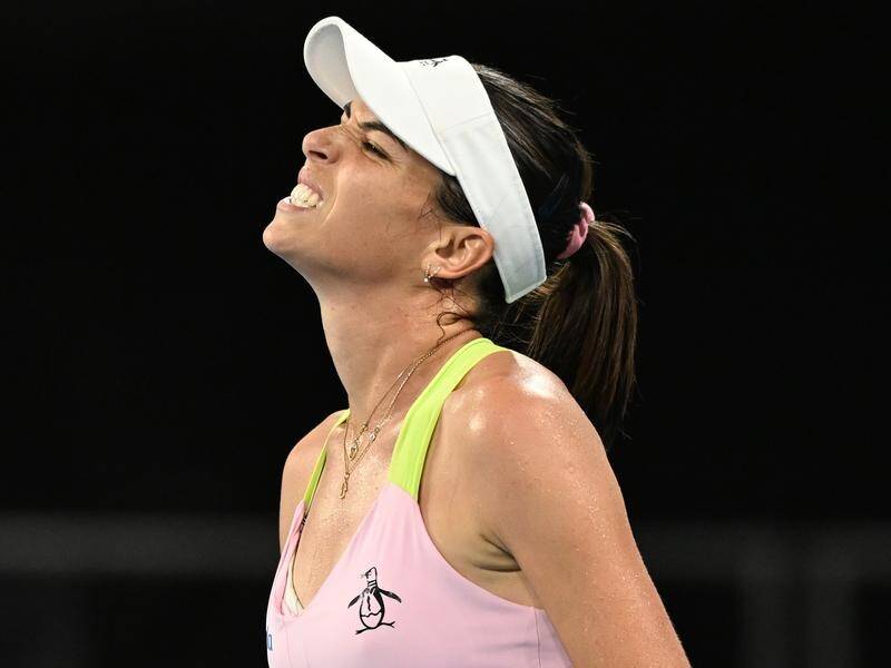 Ajla Tomljanovic has suffered an injury scare on her return to tennis after four months out. (James Ross/AAP PHOTOS)