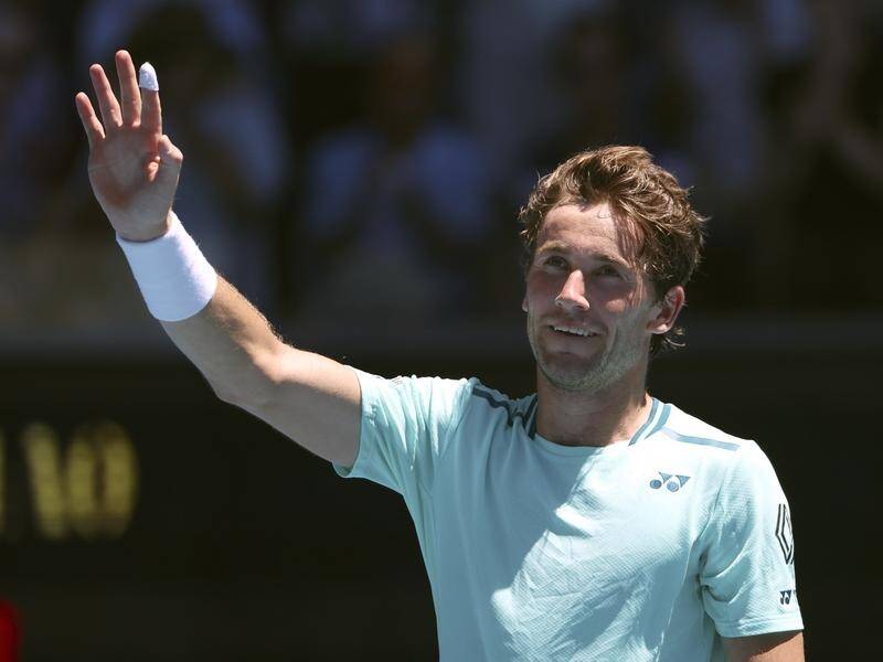 Casper Ruud has led a record number of seeds into the Australian Open men's second round. (AP PHOTO)