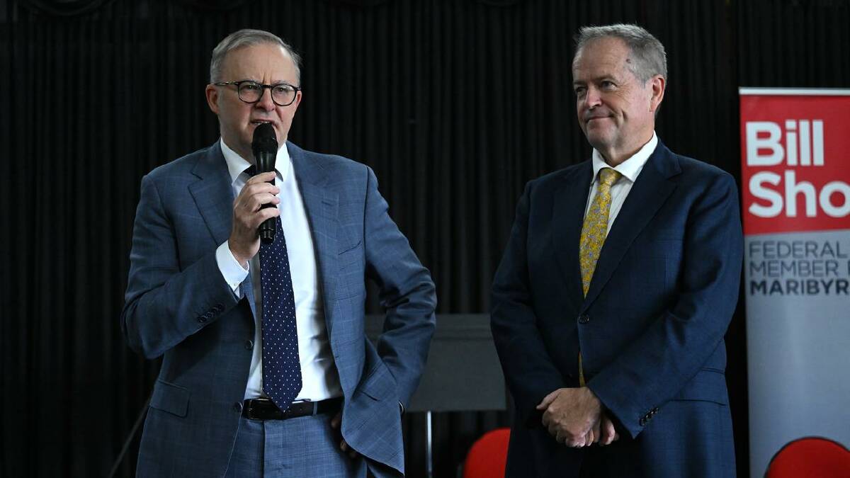 Former Labor leader Bill Shorten (right) called on Mr Albanese to promote members on merit. (James Ross/AAP PHOTOS)