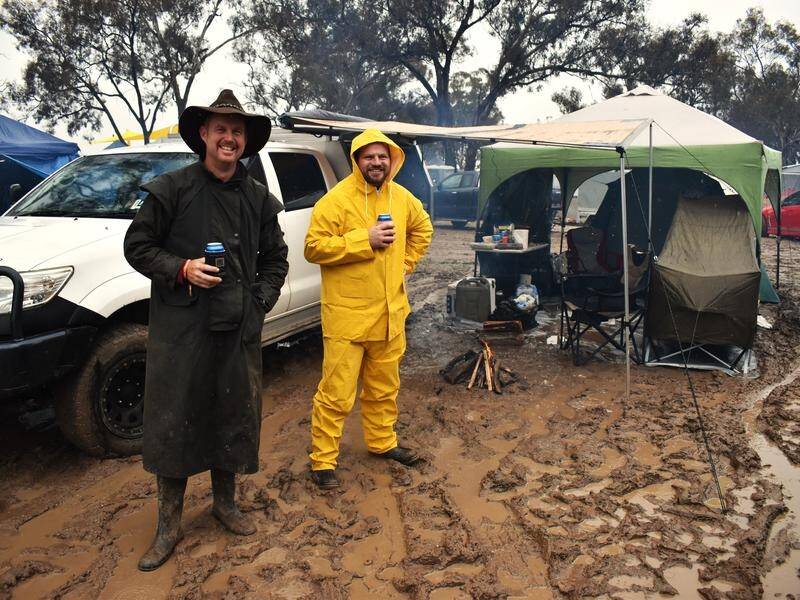 Supercars fans camping at Bathurst are being warned of stormy and potentially dangerous conditions. (Murray McCloskey/AAP PHOTOS)