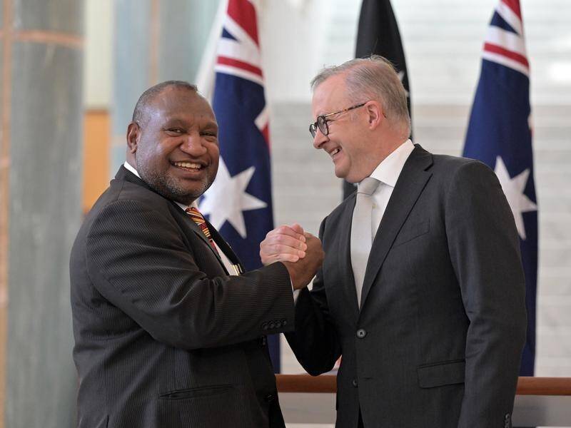 Anthony Albanese and James Marape say the friendship between Australia and PNG is strong. (Mick Tsikas/AAP PHOTOS)