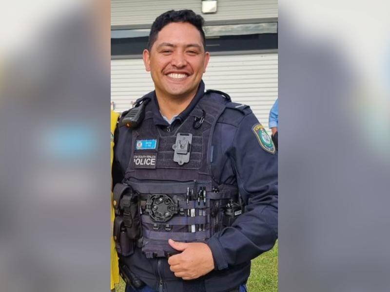 Police officer Elvis Poa is recovering in hospital after being stabbed while on duty. (Supplied by Nsw Police/AAP PHOTOS)