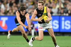 Tom Lynch hopes to return for Richmond's clash with Hawthorn at the MCG on Saturday. (James Ross/AAP PHOTOS)