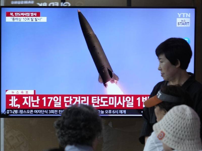 The salvo was the latest in a series of tests by North Korea involving "theatre strike missiles". (AP PHOTO)
