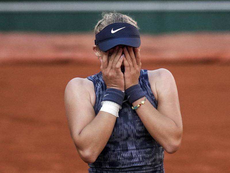 Russian teen Mirra Andreeva can barely believe she has reached the last eight of the French open. (AP PHOTO)