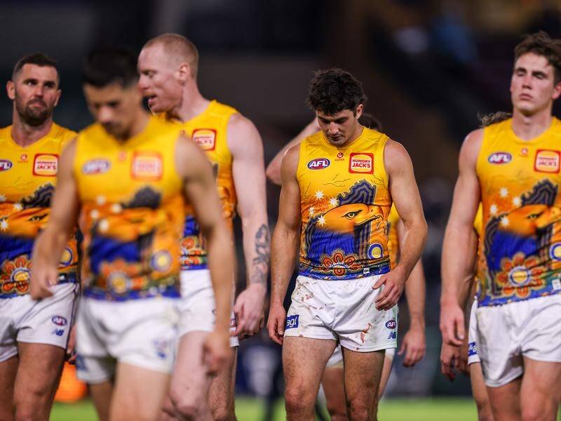 The Eagles had been showing plenty of form but were thumped by 99 points by the Crows in Adelaide. (Matt Turner/AAP PHOTOS)