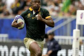 South Africa's Makazole Mapimpi ran in three second-half tries against Portugal.  Photo: AP PHOTO