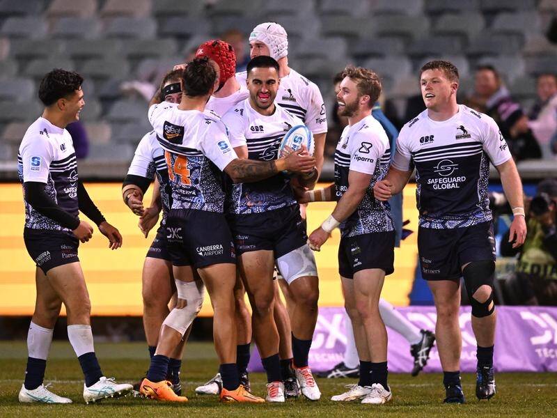 The Brumbies are assured of a Super Rugby top-three placing after their big win over the Rebels. (Lukas Coch/AAP PHOTOS)
