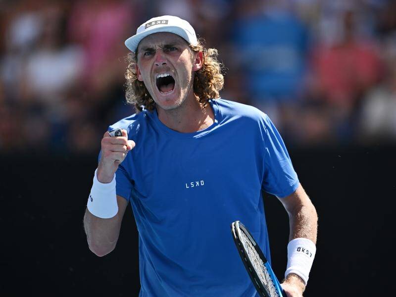 Max Purcell is pumped up about reaching the Australian Open second round for the first time. (Lukas Coch/AAP PHOTOS)