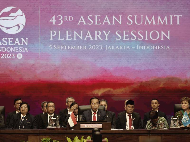 Indonesian President Joko Widodo delivers his remarks during the plenary session at the ASEAN summit (AP)