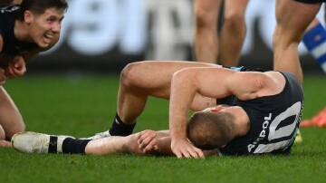 Carlton star Harry McKay passed tests after copping a hit to the face against North Melbourne. Photo: Morgan Hancock/AAP PHOTOS