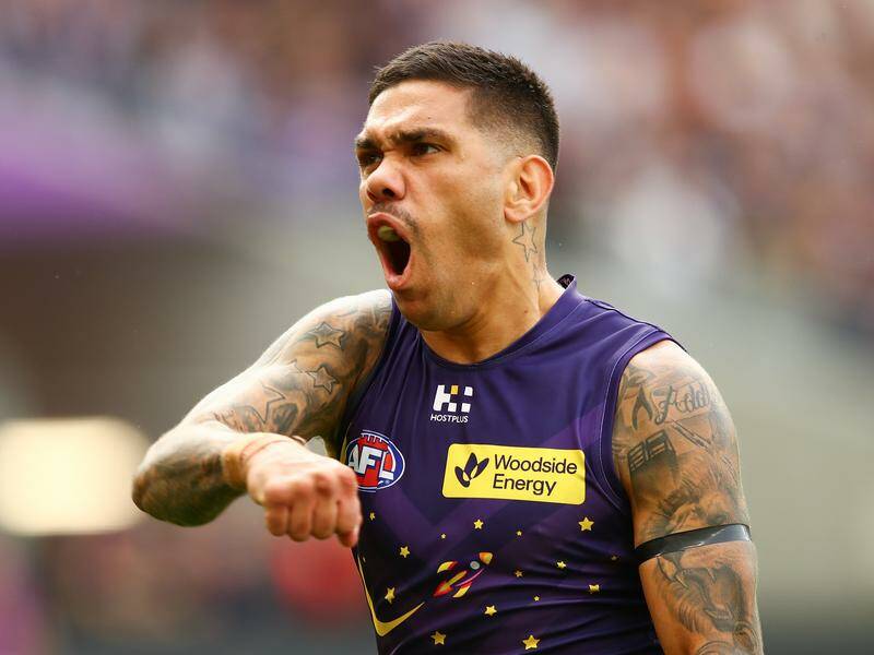 Michael Walters went from likely sub to four-goal hero as the Dockers crushed the Demons. Photo: Gary Day/AAP PHOTOS