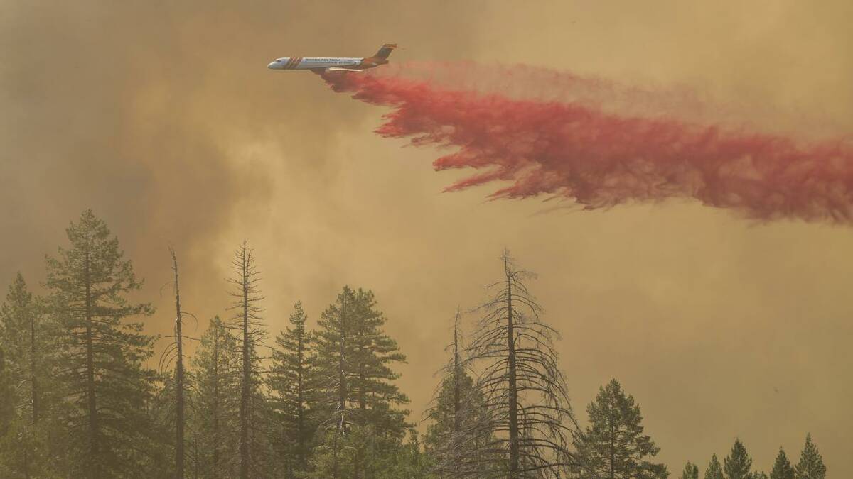 About 3400 firefighters, aided by numerous helicopters and air tankers, are battling the Park Fire. (AP PHOTO)