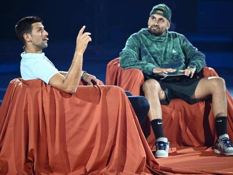 Novak Djokovic says injured Nick Kyrgios is "important" for tennis and thinks he'll return soon. (Joel Carrett/AAP PHOTOS)