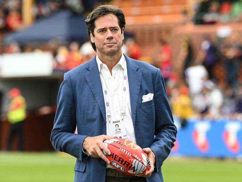 AFL CEO Gillon McLachlan will be in Tasmania on Wednesday to confirm the 19th licence. (Michael Errey/AAP PHOTOS)